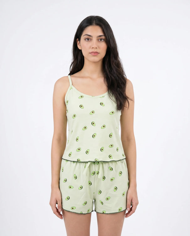 Sajiero Cotton Cami Set - Avocado