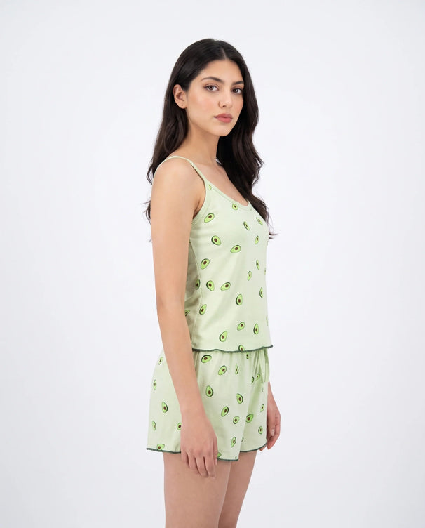 Sajiero Cotton Cami Set - Avocado