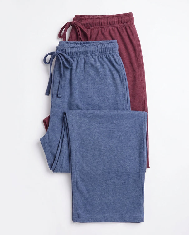 Sajiero Pack of 2 Trousers - Comfy Sleep - Blue & Maroon