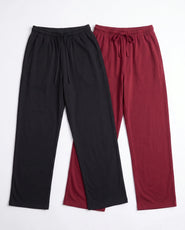 Sajiero Pack of 2 Trousers - Comfy Sleep - Black & Maroon