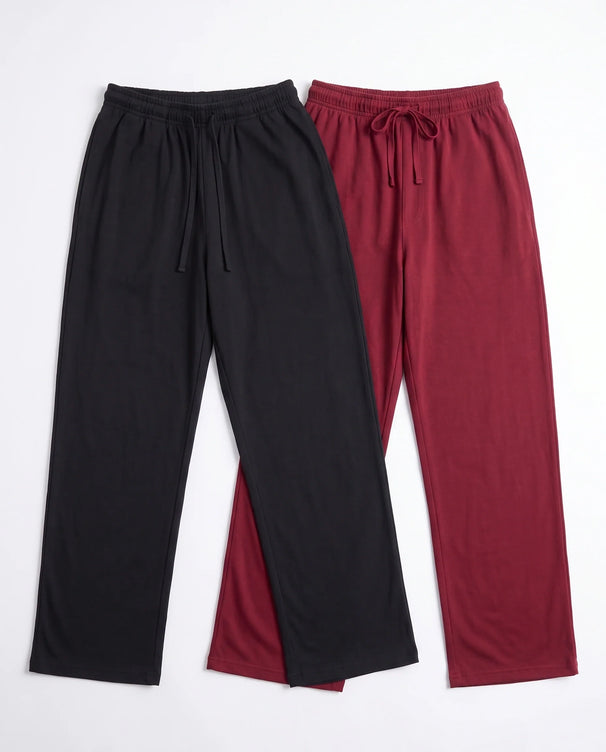 Sajiero Pack of 2 Trousers - Comfy Sleep - Black & Maroon