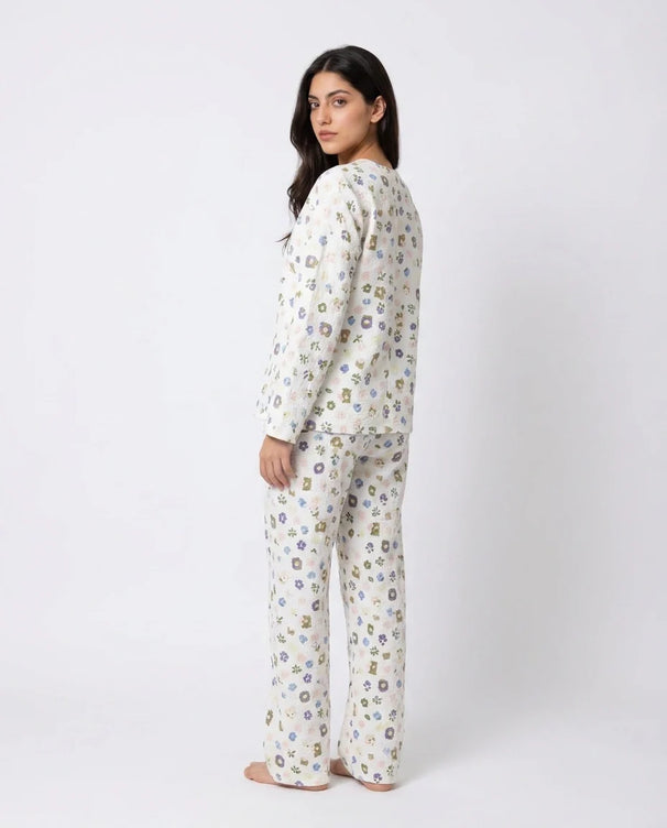Sajiero Summer Crinkled Pajama Suit - Pastel Bloom