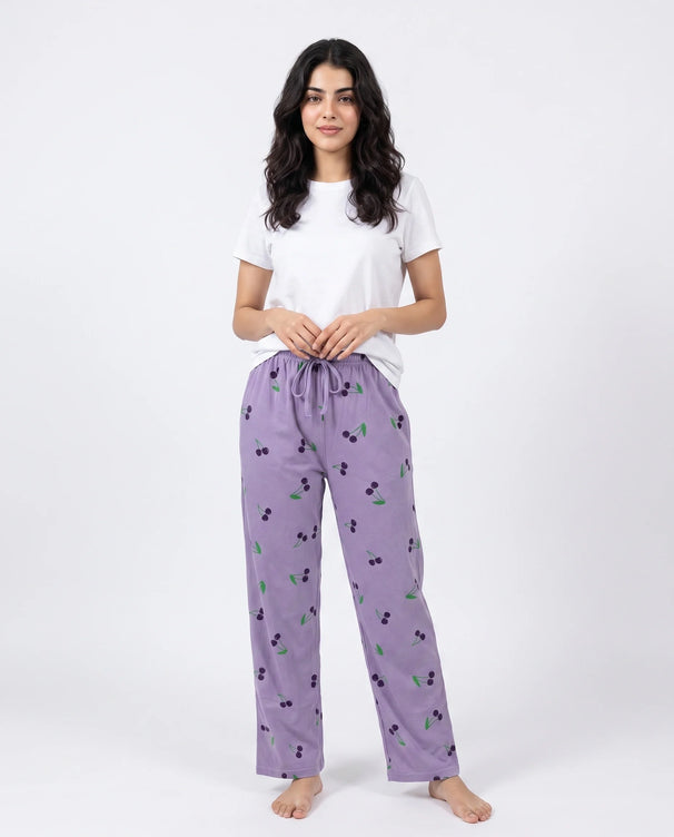 Sajiero Cotton Trouser - Cherry Daze - Purple