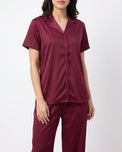 Sajiero Silk PJ Set - Rosia - Maroon