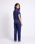 Sajiero Silk PJ Set - Rosia - Navy Blue