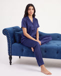 Sajiero Silk PJ Set - Rosia - Navy Blue
