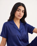 Sajiero Silk PJ Set - Rosia - Navy Blue