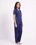 Sajiero Silk PJ Set - Rosia - Navy Blue