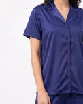Sajiero Silk PJ Set - Rosia - Navy Blue