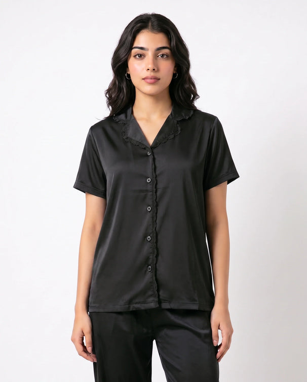 Sajiero Silk PJ Set - Rosia - Black