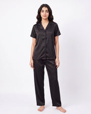 Sajiero Silk PJ Set - Rosia - Black