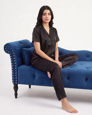 Sajiero Silk PJ Set - Rosia - Black