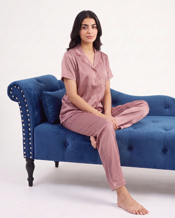 Sajiero Silk PJ Set - Rosia - Champagne