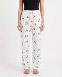 Sajiero Cotton Trouser - Cherry Daze - White