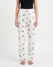 Sajiero Cotton Trouser - Cherry Daze - White