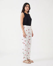 Sajiero Cotton Trouser - Cherry Daze - White
