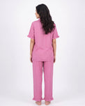 Sajiero Half Sleeves PJ Set - Linen Comfort - Pink