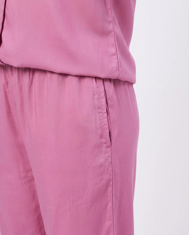 Sajiero Half Sleeves PJ Set - Linen Comfort - Pink