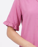 Sajiero Half Sleeves PJ Set - Linen Comfort - Pink
