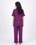 Sajiero Half Sleeves PJ Set - Linen Comfort - Purple