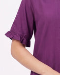 Sajiero Half Sleeves PJ Set - Linen Comfort - Purple