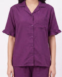Sajiero Half Sleeves PJ Set - Linen Comfort - Purple