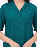 Sajiero Half Sleeves PJ Set - Linen Comfort - Sea Green