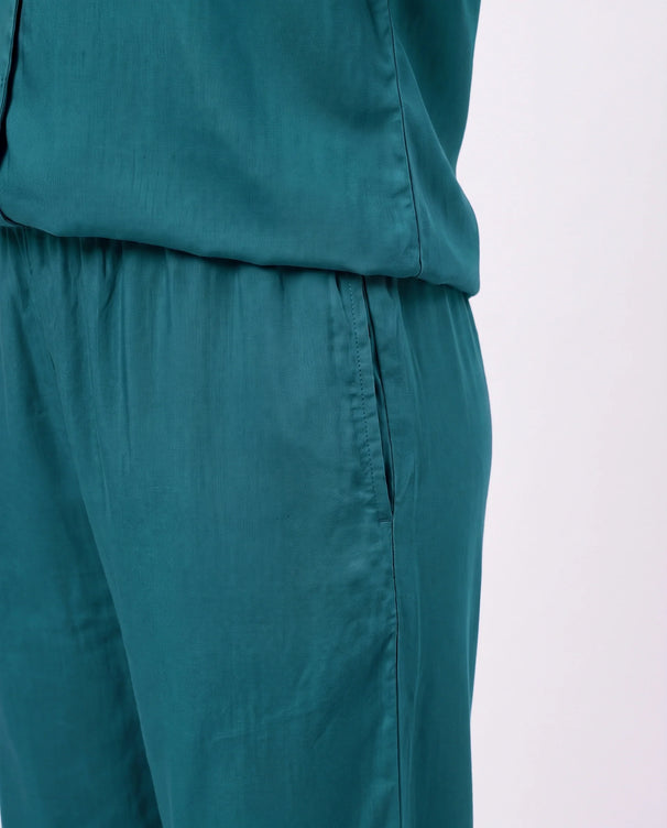 Sajiero Half Sleeves PJ Set - Linen Comfort - Sea Green