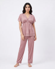 Sajiero Silk PJ Set  - Ethra - Rose Gold