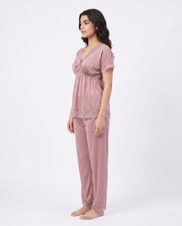 Sajiero Silk PJ Set  - Ethra - Rose Gold