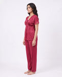 Sajiero Silk PJ Set - Ethra - Maroon