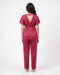 Sajiero Silk PJ Set - Ethra - Maroon