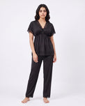 Sajiero Silk PJ Set - Ethra - Black