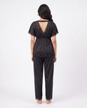 Sajiero Silk PJ Set - Ethra - Black