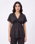 Sajiero Silk PJ Set - Ethra - Black