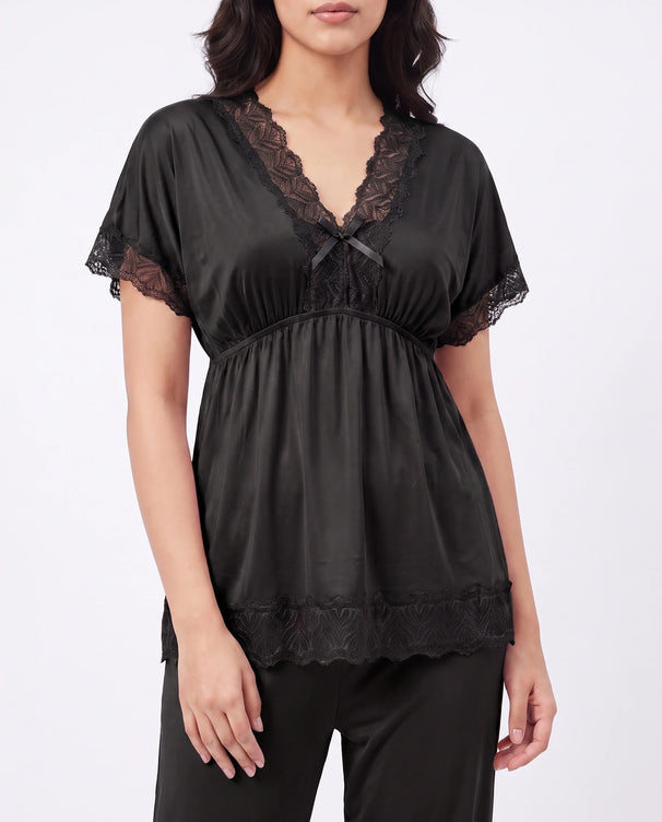 Sajiero Silk PJ Set - Ethra - Black