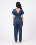 Sajiero Silk PJ Set - Ethra - Navy Blue