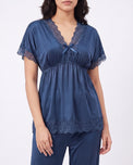Sajiero Silk PJ Set - Ethra - Navy Blue