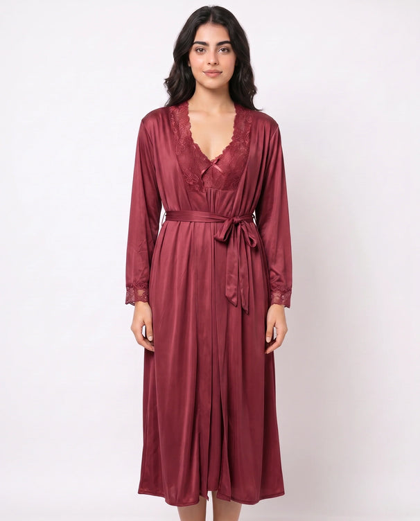 Sajiero Gown Set - Marelle - Maroon