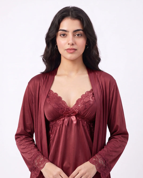 Sajiero Gown Set - Zera - Maroon