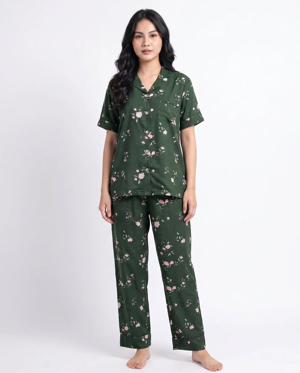 Sajiero Linen Pajama Suit - Botanica