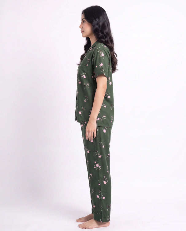 Sajiero Linen Pajama Suit - Botanica