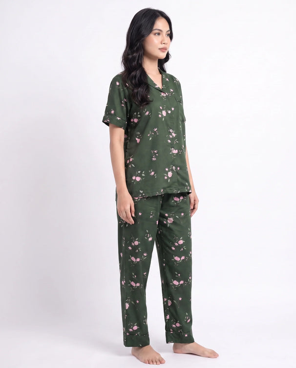 Sajiero Linen Pajama Suit - Botanica