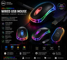 Dell Original Wired USB RGB Optical Mouse High Precision 1000 DP