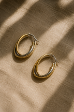 Twisted Triple Oval Hoop