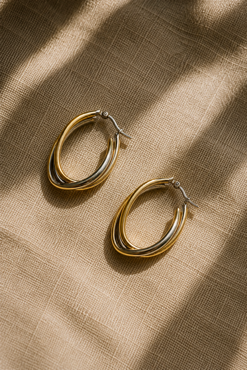 Twisted Triple Oval Hoop