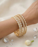 Elegant Baguette & Micro-Pave Zircon Bangles Set for Women - Sparkling Multi-Row Crystal Bracelet Set