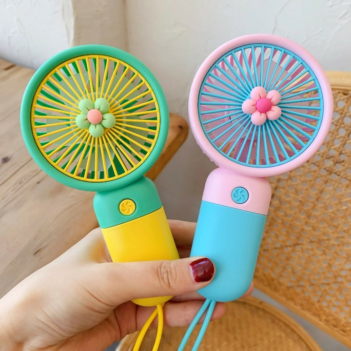 Mini Flower Portable Handheld Fan – USB Rechargeable Cooling Desktop Fan