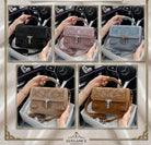 Trendy Leather Crossbody Shoulder Handbag for Women - Classic Lock Accent Top Handle Purse