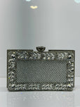Floral Crystal Bordered Hard Case Clutch Bag for Women - Elegant Formal Evening & Party Purse